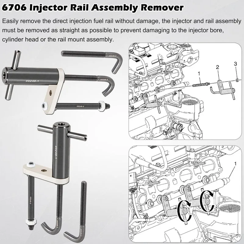 EN-49248 Injector Rail Assembly Remover Tool 6706 for Cadillac, Saturn, Pontiac and Chevrolet 27-214 Direct Injection Engines