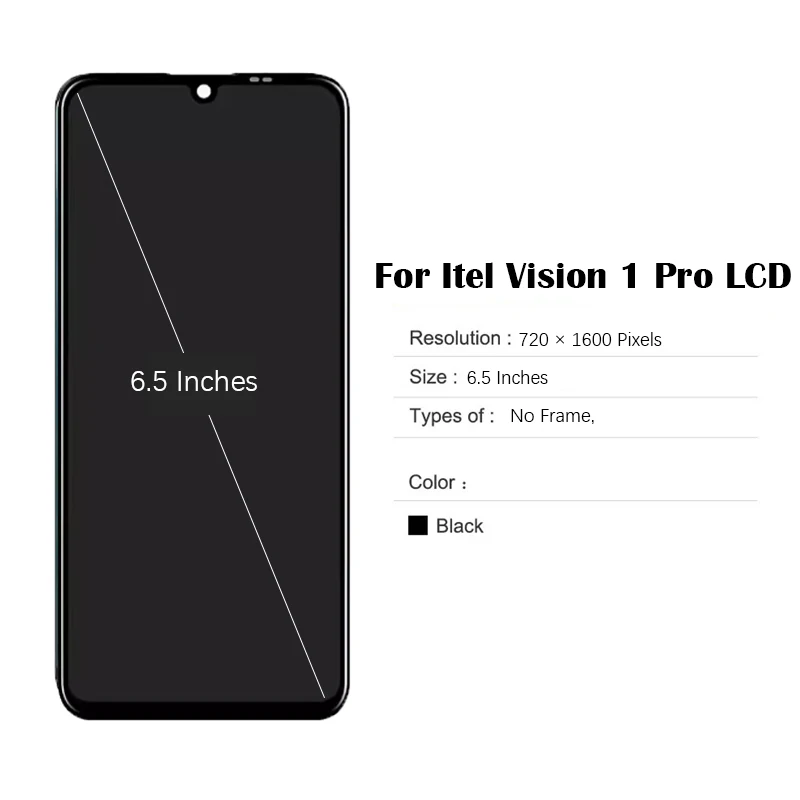 LCD Screen for 6.5 inch Itel Vision 1 Pro LCD Touch Screen Digitizer Assembly with Repair Tool and Glue , For S16 P36 Pro LCD