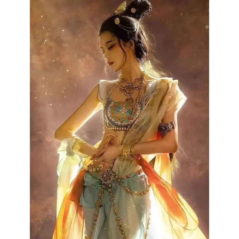 

Женское платье Dunhuang Feitian, платье принцессы в западном регионе, 2023, экзотическое стильное платье для летающих танцев, платье принцессы Богини, элемент Хан