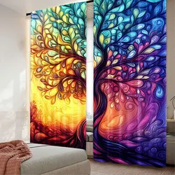 2Pcs Aesthetics Life Tree Curtain Modern Curtain Suitable For Bedroom Living Room Dining Room And Bathroom 29.53X65.35In,