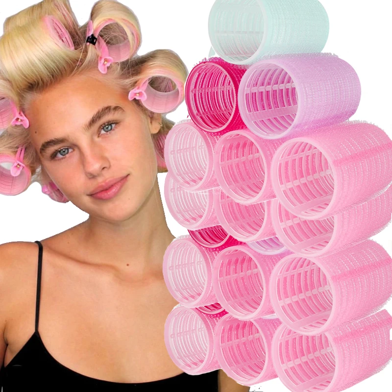 Heatless Self-Grip Hair Rollers Hair Curlers No Heat Hairs Bangs Volume Self-adhesive Hook&Loop DIY Women Hair Styling Accessory