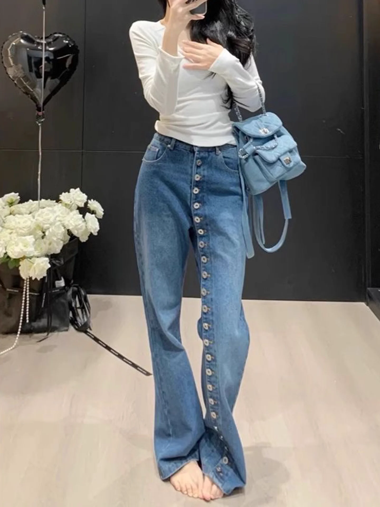 American Design High Street Straight Leg Jeans Women Summer New Style Drapey Slimming Wide Leg Pants Student Fashion
