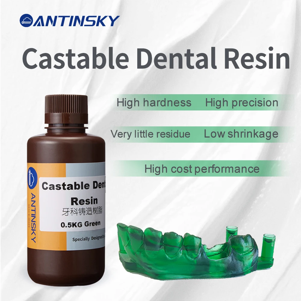 Antinksy Castable Dental Resin 0.5KG 3D Printer Resin High Precision Resin for Dental Model Crown Bridge Jewelry Casting