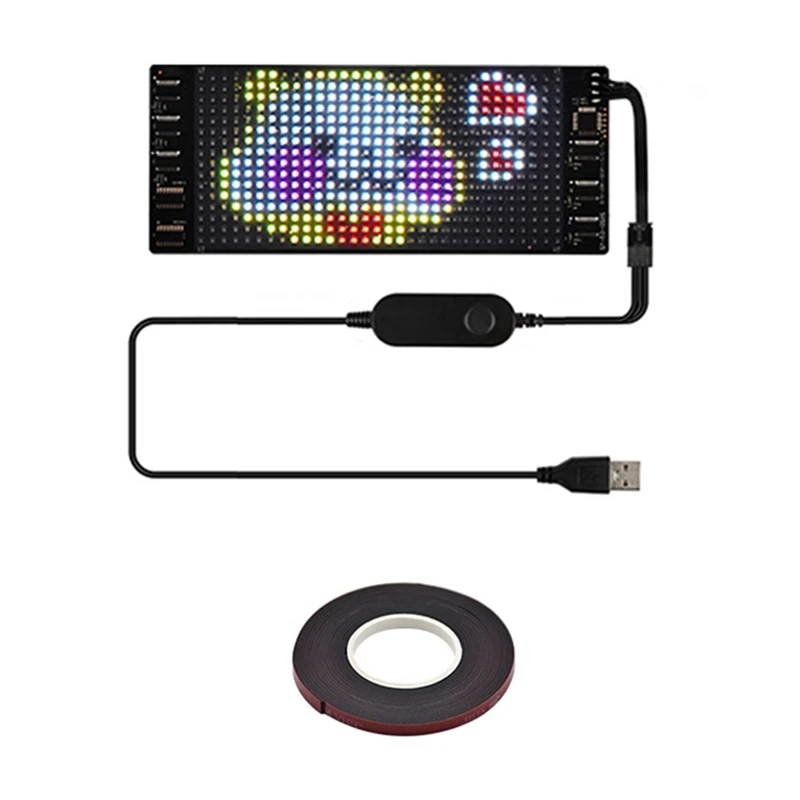 LED Pixel Panel,USB 5V Flexible LED Module RGB Scrolling Text Animation Display,Bluetooth APP,16X32 LEDs 7x17CM