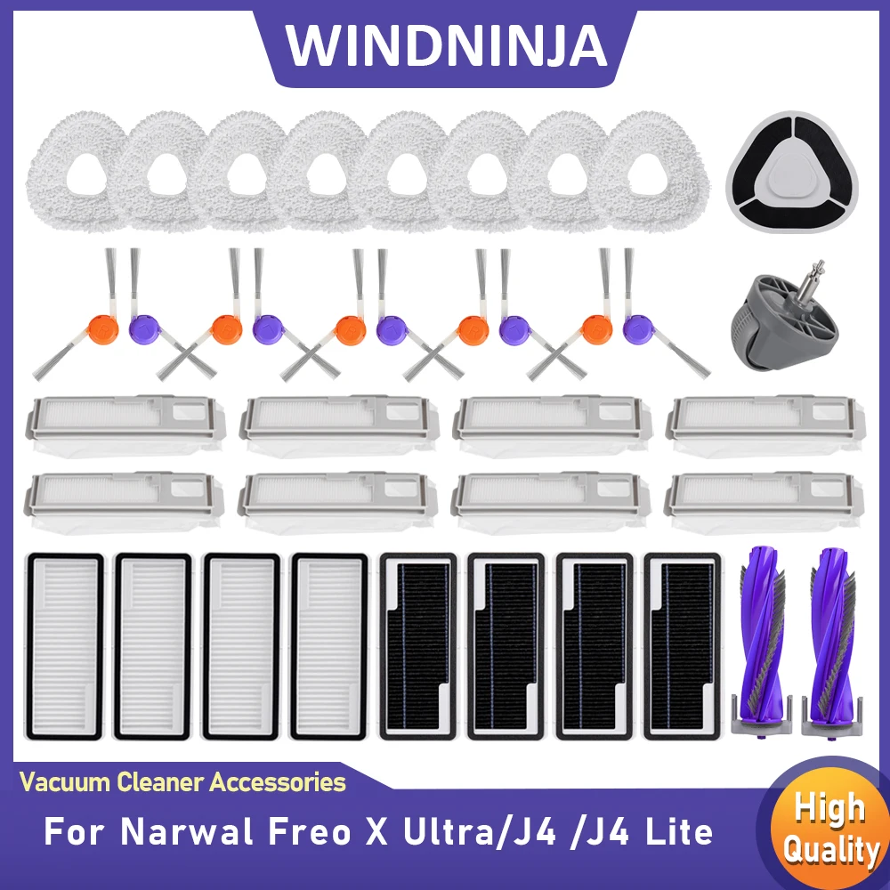For Narwal Freo X Ultra J4 /J4 Lite Replacement Spare Parts Accessories Mop Cloth Dust Bag Main Side Brush Hepa Filter