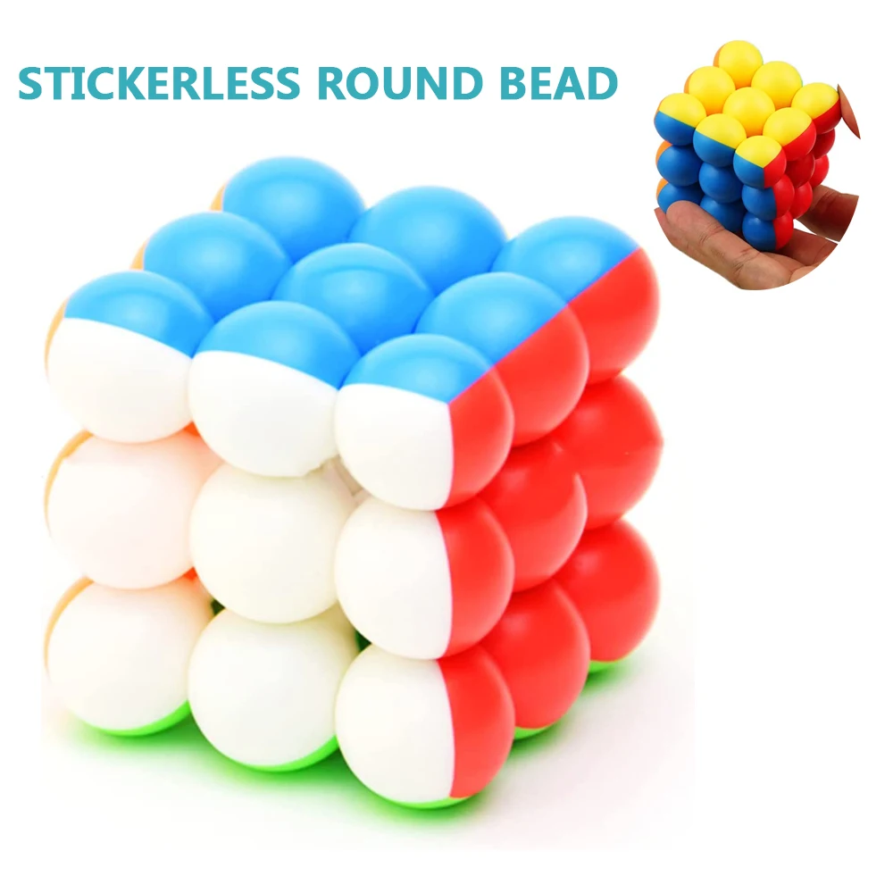 

3x3x3 Stickerless Round Bead Speed Ball Magic Cube Puzzle Toys Creative Decompression For Children Gift Educational