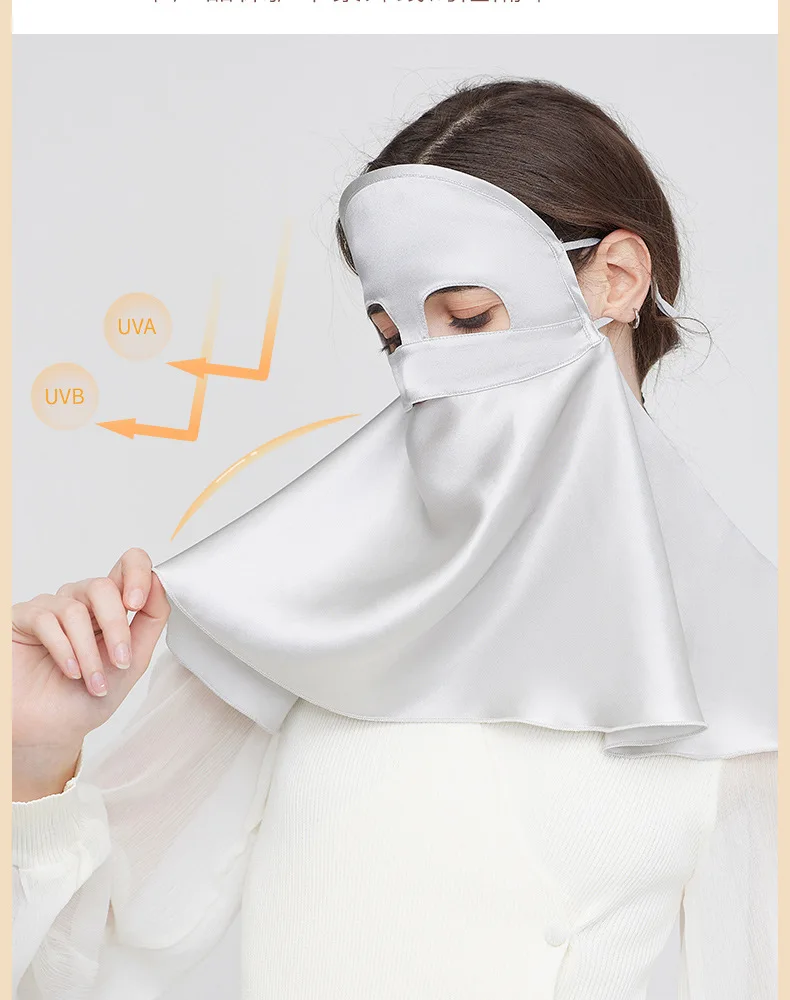 Birdtree, 19Mm Dubbel Gelaagd 100% Echt Zijde Stofdicht Zonwerend Masker, Winddichte Dekking Volledig Gezicht Hals, Mannen Vrouwen Masker A43929qc