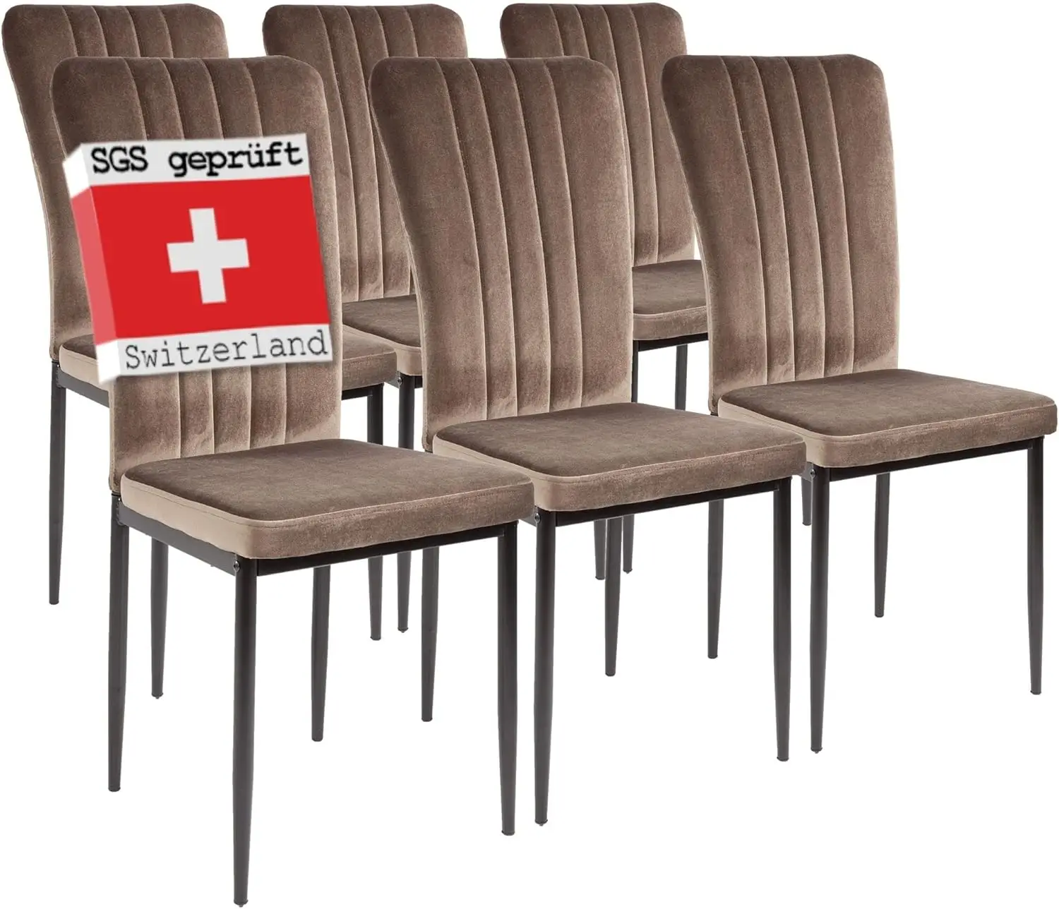 Sedie da pranzo Modena, set da 6, marrone, testate SGS