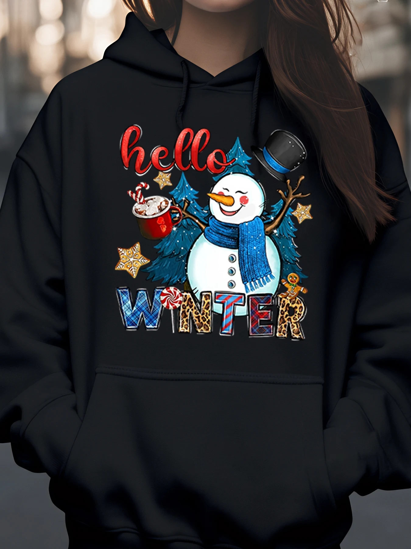 

Привет, зима, снеговик, рождественский праздник, толстовка для женщин, уютная зимняя одежда