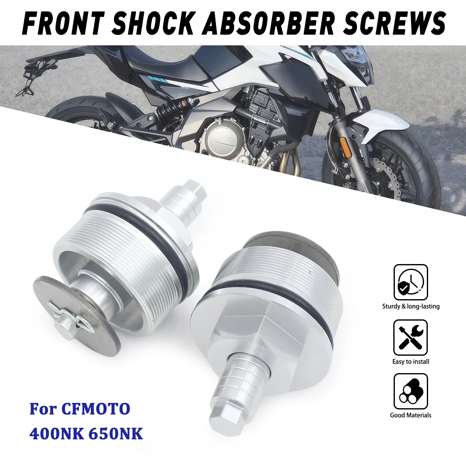 Motorcycle Front Fork Adjuster Bolts For CFMOTO 400NK 650NK NK400 NK600 CNC Aluminum Shock Absorber Preload Top Cap Screw Parts