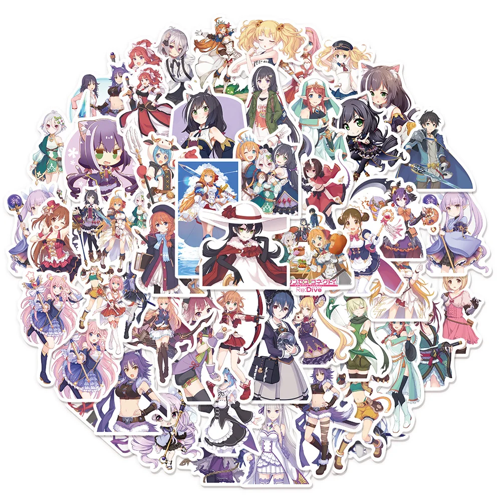 

50 шт., милые аниме, красивые забавные наклейки в стиле граффити, сделай сам, багажный динамик, чашка для воды, водонепроницаемые наклейки для ноутбука