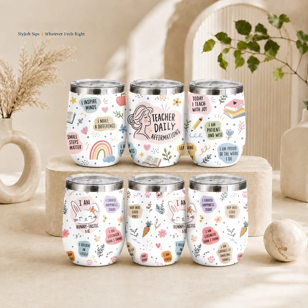 Teacher Positive Doodles Vacuum Flasks 12oz Insulated Stainless Steel Mug with Lid Travel Tumbler Double Wall Drink Coffee Cup