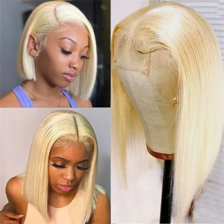 Miss Rola 13x6 Short Bob Lace Front Wigs 100% Human Hair Brazilian Blonde 13x4 Lace Frontal Wigs Remy BOB Wigs Transparent Lace