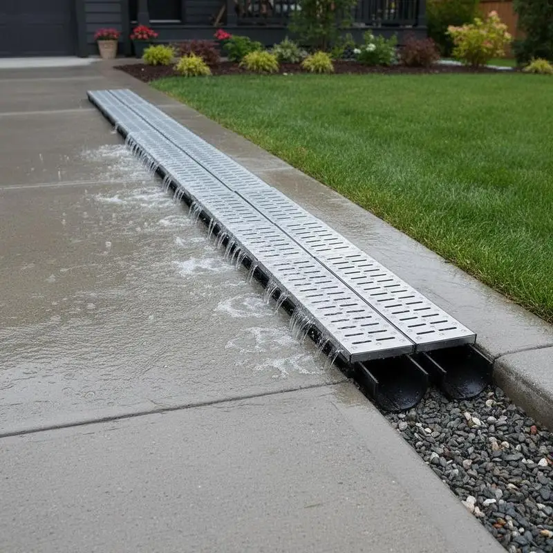 

Drainage Conduit 5.7x3.1-Inch For Driveway Garage Garden, 5-Pack HDPE Channel Metal Grate 5 End Caps 39-Inch Length Black Plastic Linear System