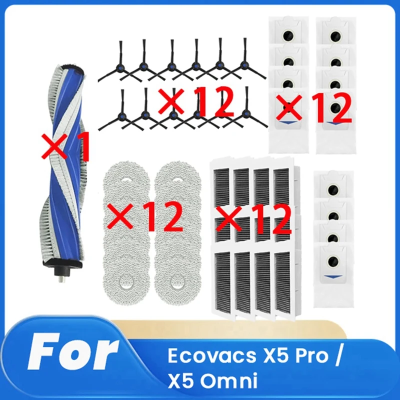 

A13R-49 Pcs For Ecovacs X5 Pro / X5 Omni Sweeping Robot Accessories Cleaner Parts Replacement Main Side Brush Mop Filter Set