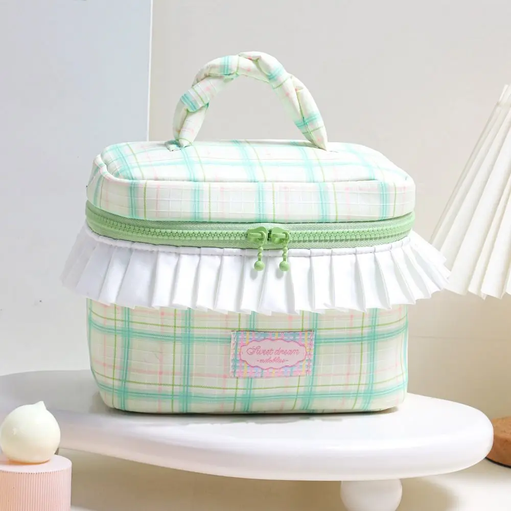 

Portable Dopamine Color Portable Cosmetic Bag Kawaii Zipper Handheld Cosmetic Case Organizer Case Square Toiletry Bag Girls