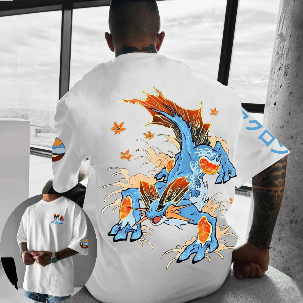 

Мужская и женская футболка Pokémon Mega Swampert в стиле аниме, летняя и весенняя повседневная модная футболка с короткими рукавами для мальчиков, комплекты для родителей и детей