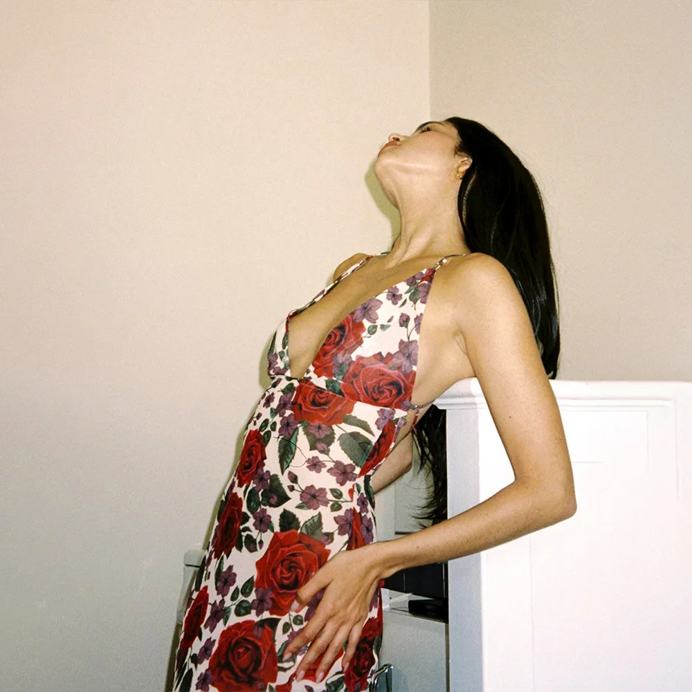 Spaghetti Band Backless Print Jurk Voor Dames Mode Diepe V-hals Mouwloos Lace Up Bodycon Gedrukt Sexy Lange Jurk