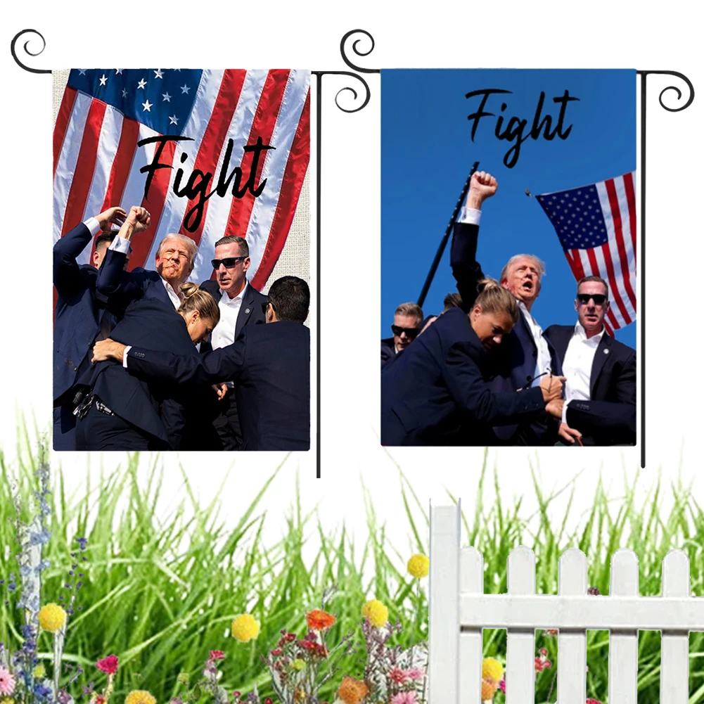 Donald Trump 2024 Garden Flag Double Sided Trump Shootings Flag Vertical Trump USA Flag Garden Flag Yard Outdoor Decoration