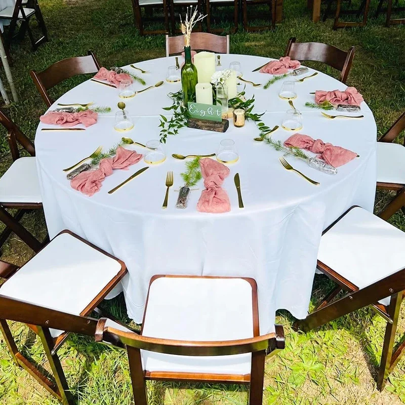 Round Wedding Satin Large Tablecloth Bright Smooth Silk Table Cover Christmas Anniversary Dining Party high-end Table Decor