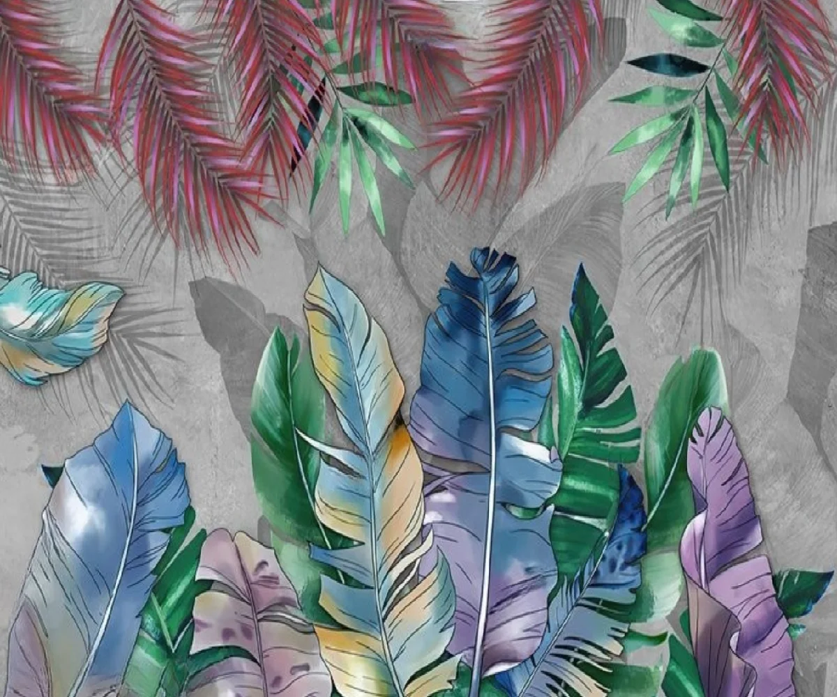 Customized Size Wallpaper Tropical Rainforest Banana Leaf Mural Home Decoration Jungle Plants Leaf Hanging Painting wallpaper