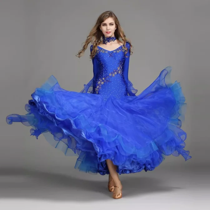 

Modern Dance Ballroom Dress Women Stage Performance Rhinestone Embroidery