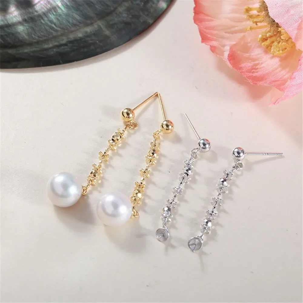 

Серьги из стерлингового серебра 925 пробы с жемчугом, принадлежности для самостоятельного изготовления ювелирных изделий, пустые стойки для сережек для аксессуаров ручной работы, без жемчуга