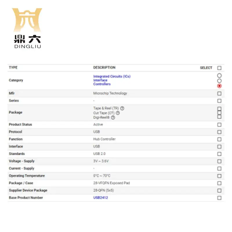 USB2412-DZK-TR Ic Usb 2.0 Hs Hub Ctrlr 28QFN USB2412-DZK-TR Controller