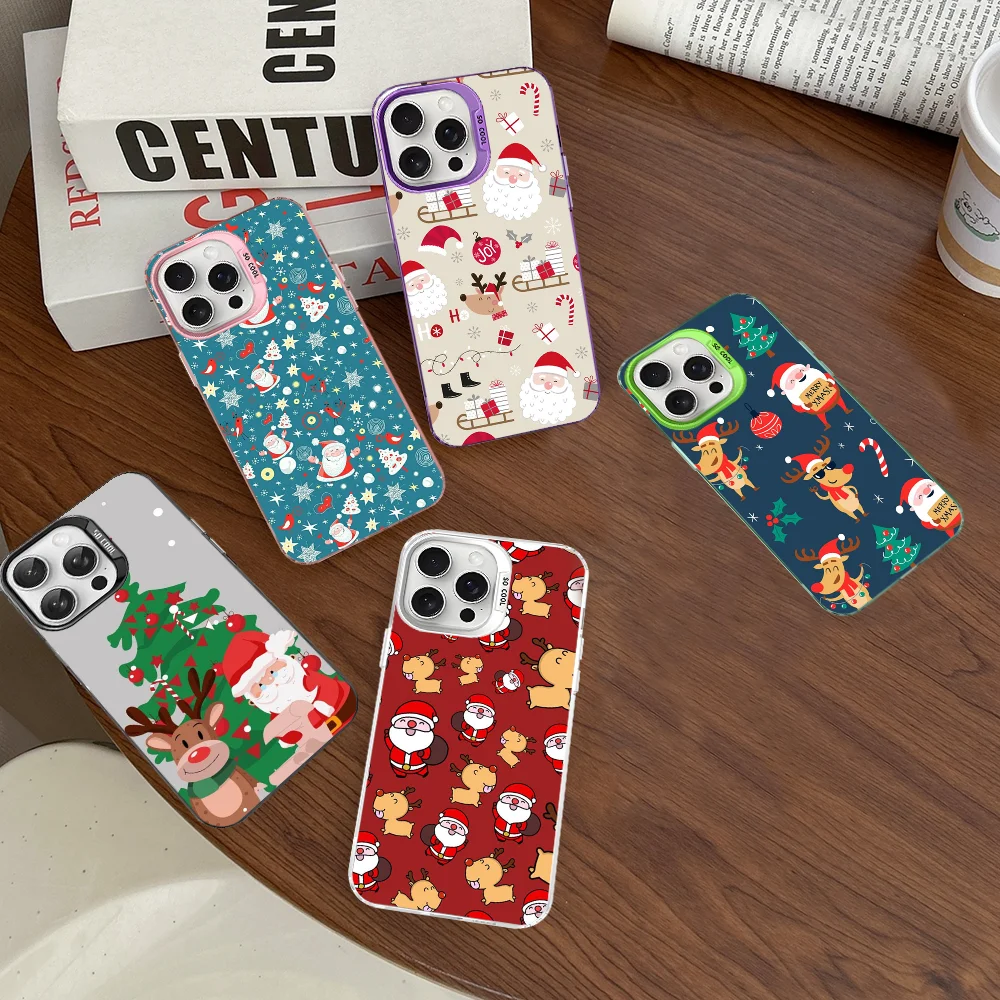 

Christmas Cartoon New Year Phone Case For IPhone 16 15 14 13 12 11 Pro Max X XR XSMAX 8 7 Plus Matte Shockproof Back Cover