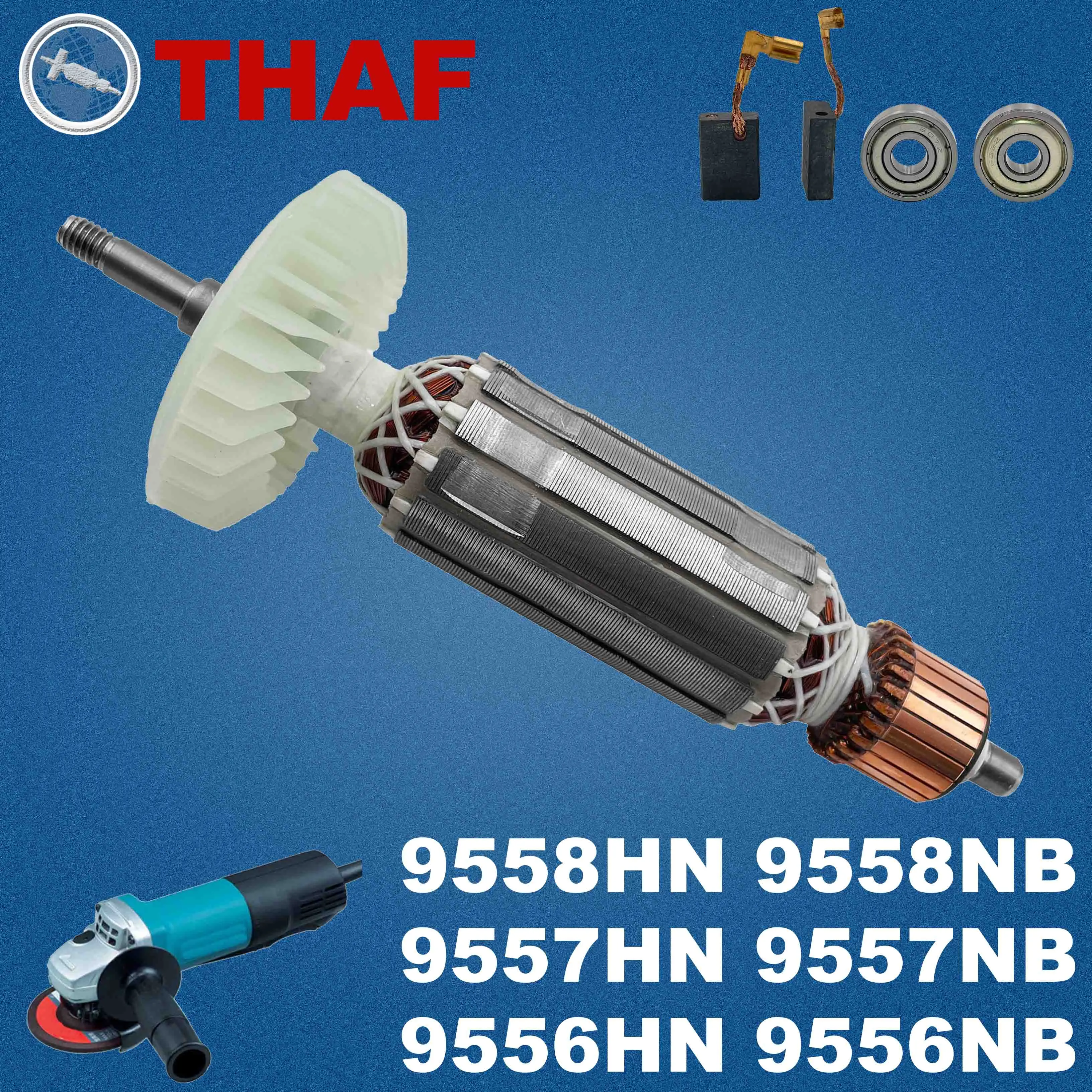 AC 220V 240V 9556NB 9556HN 9558NB 9558HN Armadura Rotor para MAKITA 9556 9557 9558 Combi Rebarbadora Peças de reposição Esmerilhadeira 510107-9