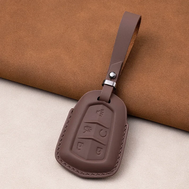 

Leather Car Key Cover For Cadillac ATS CT6 CTS DTS XT5 Escalade ESV SRX STS XTS ELR Shell Case Workmanship Like Silk