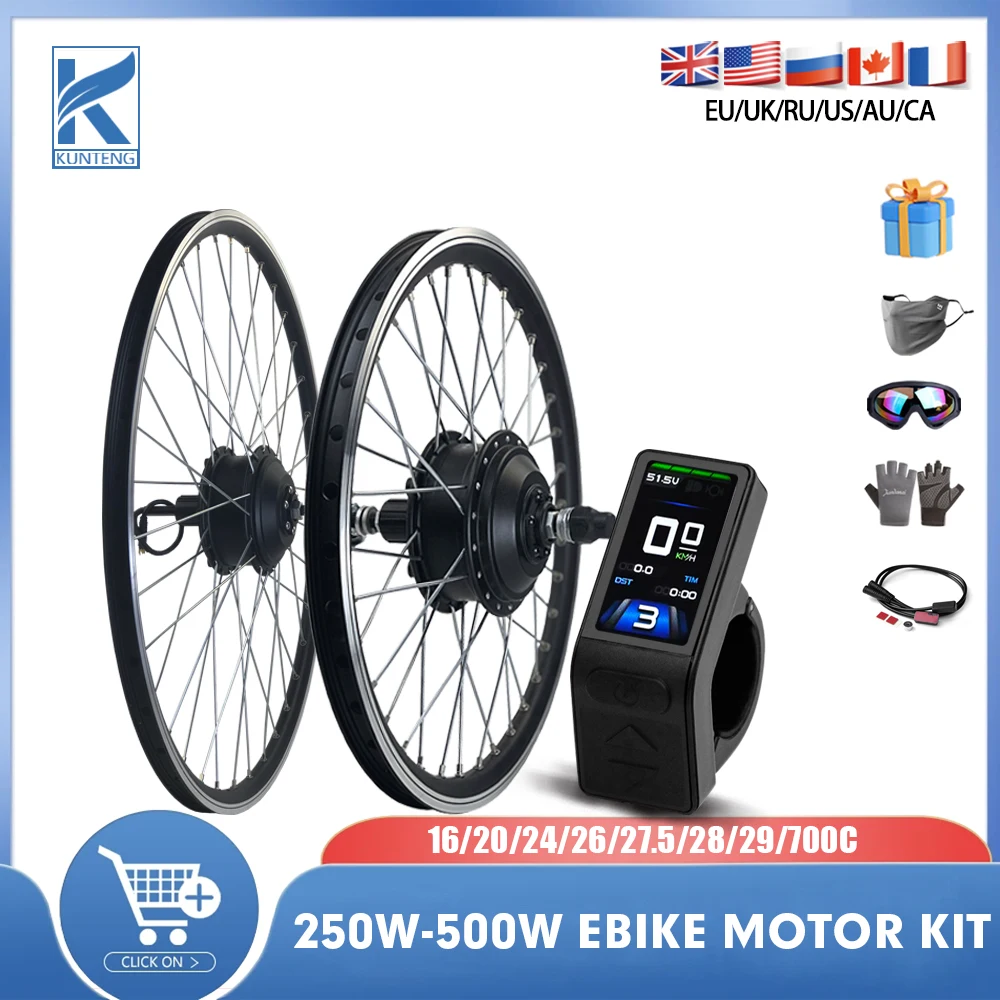 

Electric bicycle Conversion Kit 36V/48V e-bike Front Rear Wheel hub 250W-500W 16-29Inch 700C With KT-TF04 Display for Ebike kit