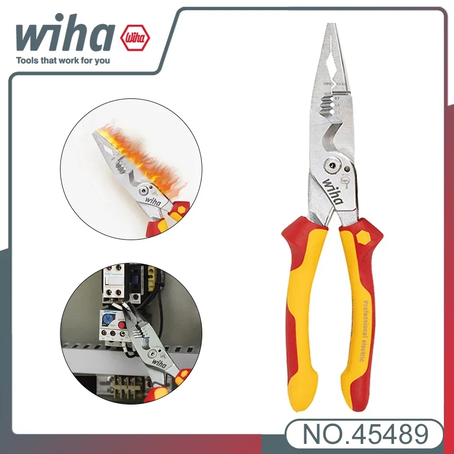 Wiha 8-in-1 Multi-Purpose Pliers Industrial Electrician Insulated Wire Strippers 1000V VDE Test Simple to Use electrician tools