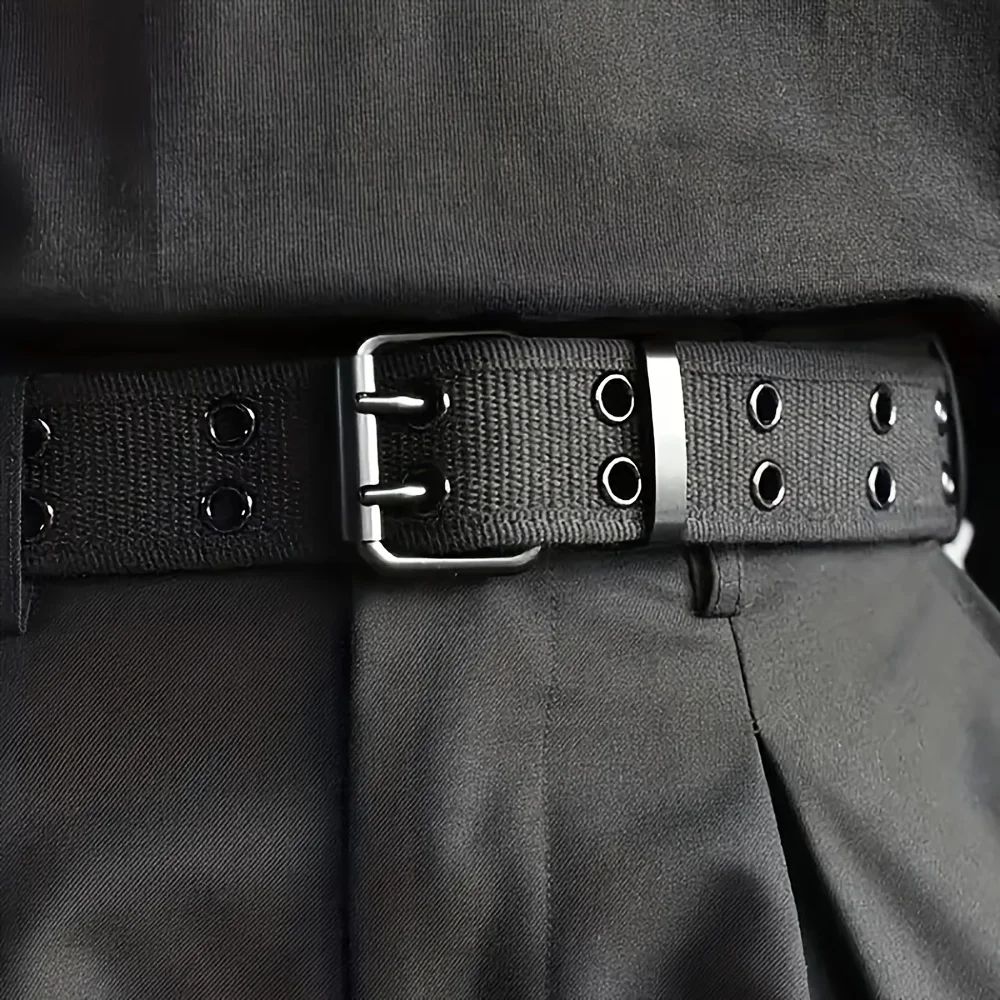 

1pc Men's Double Hole Pin Buckle Belt, For Outdoor Sports, Suitable For Both Men And Women