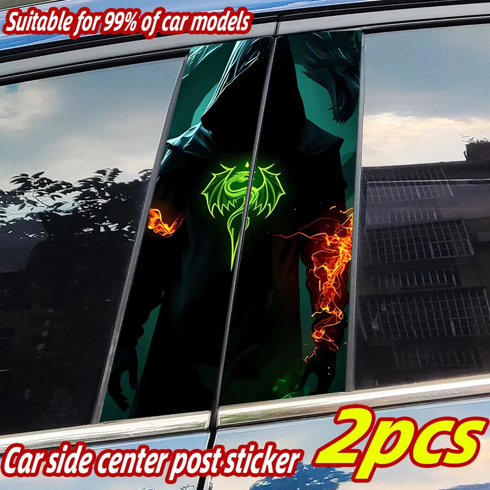 

Burning Dragon Man Car Stickers Auto B Pillar Waterproof Center Column Decor Cover Scratches Car Doors Pillar Decals Accessories