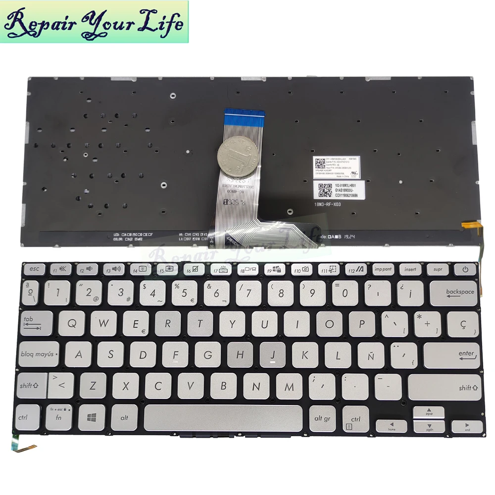 US Spanish Backlit Keyboard for Asus VivoBook X415 D415 M415 F415 X415EP X415EA X415JA X415DA X415MA USA SPA Keyboards 282qus00