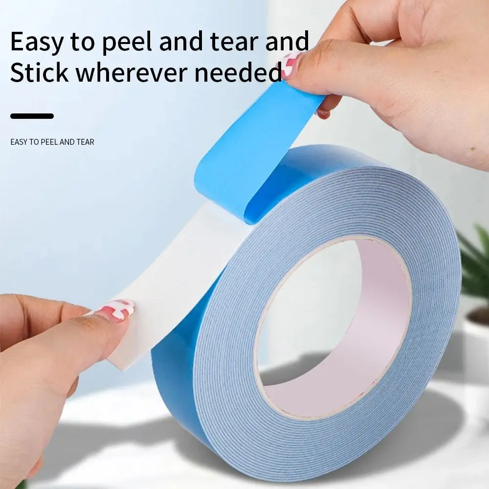 10Meters/Roll Blue Film White Double Sided Tape Sponge Strip Multifunctional PE Foam Tape Strong Self Adhesive