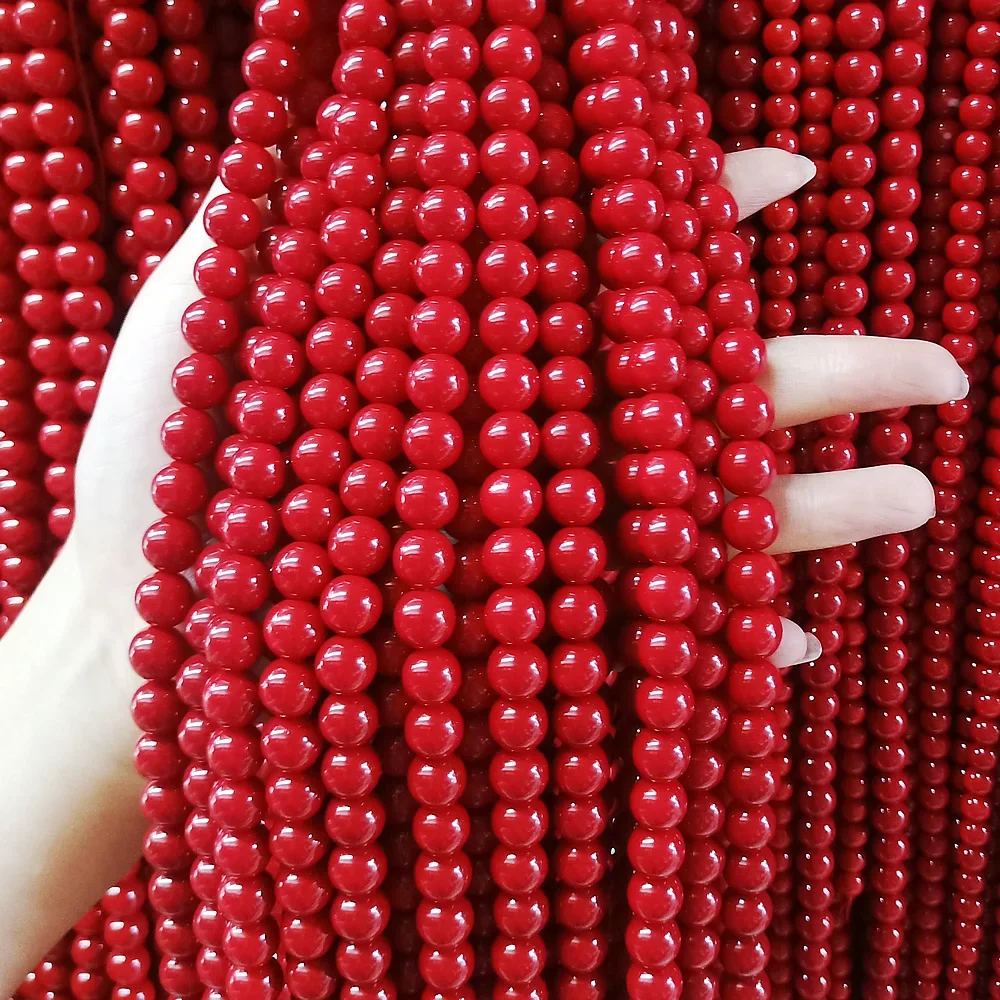 Glass painted beads imitation coral loose beads Painted coral beads Semi-finished DIY handmade jewelry accessories size 4-16mm