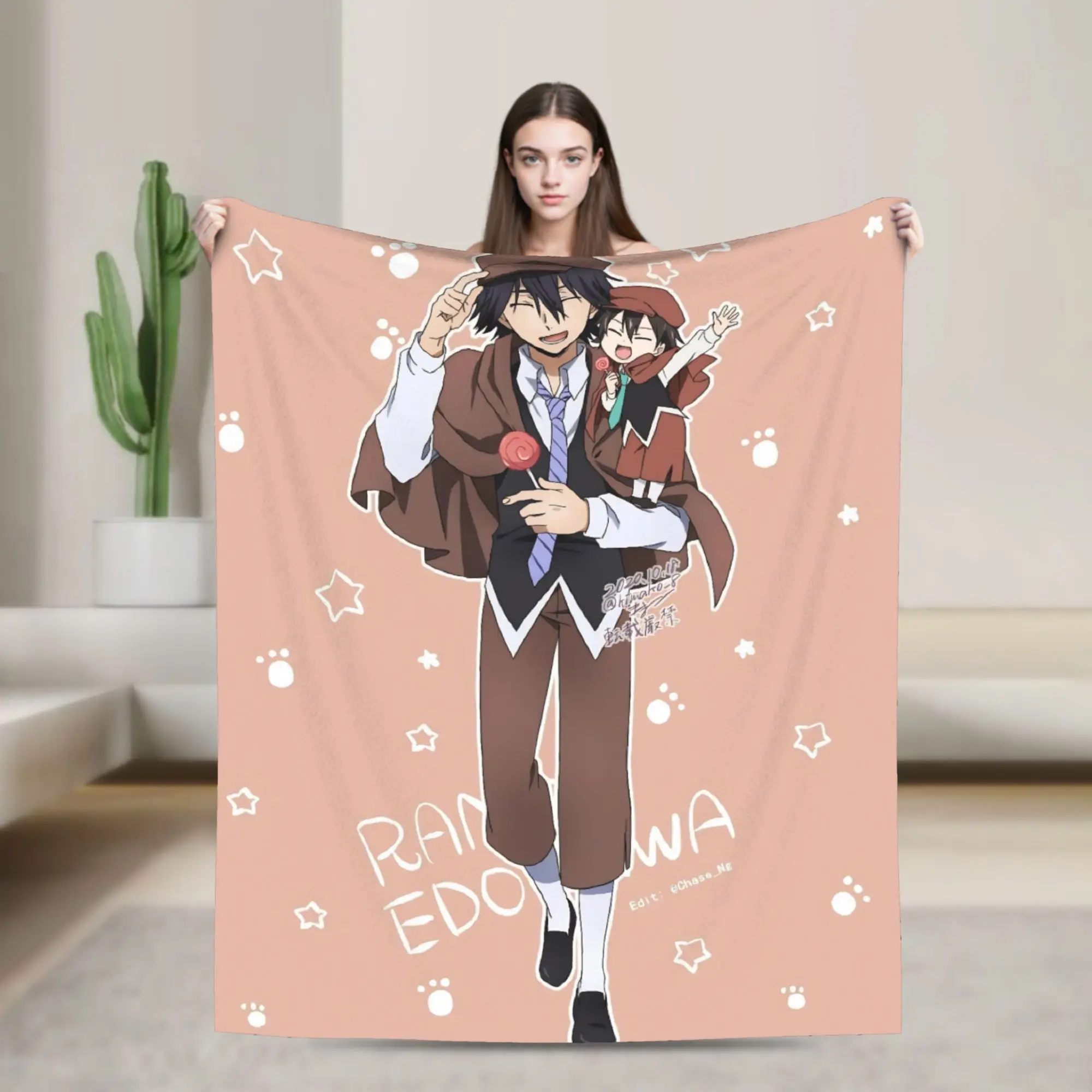Bungo Stray Dogs Rampo Blankets Flannel Decoration  Multi-function Warm Throw Blankets for Bedding Car Plush Thin Quilt