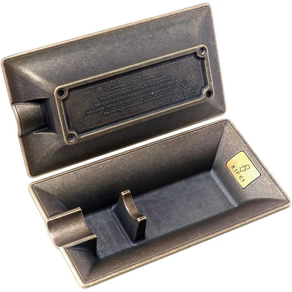 

Vintage Bronze Single Slot Cigar Ashtray for Home Use