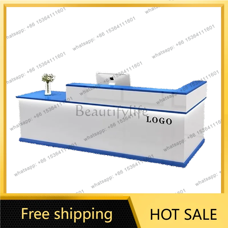 FG Storage Luxury Reception Desk Senior Custom Beauty Industrial Reception Counter Style Usa Recepcion Mostrador Office Furnitur