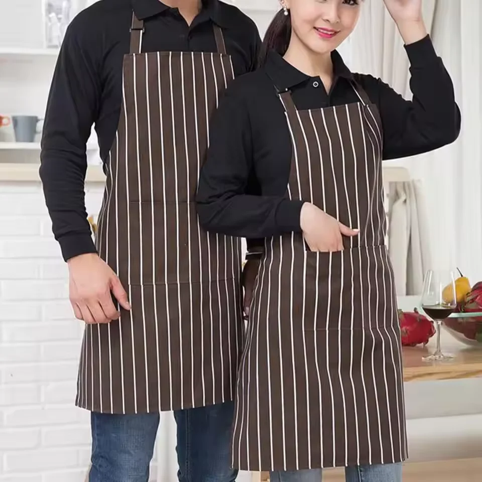 Adjustable Half Length Adult Apron Striped Restaurant Chef Apron Coffee Is Hotel Staff Apron Anti Stain Restaurant Kitchen Apron