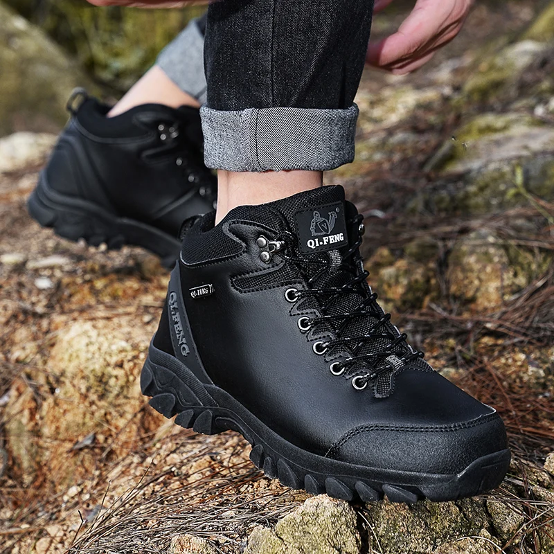 Quality Hiking Shoes Men Leather Ankle Boots Outdoor Sneakers Unisex Trekking Footwear Snow Boots Man Shoes Anti Slip Keep Warm