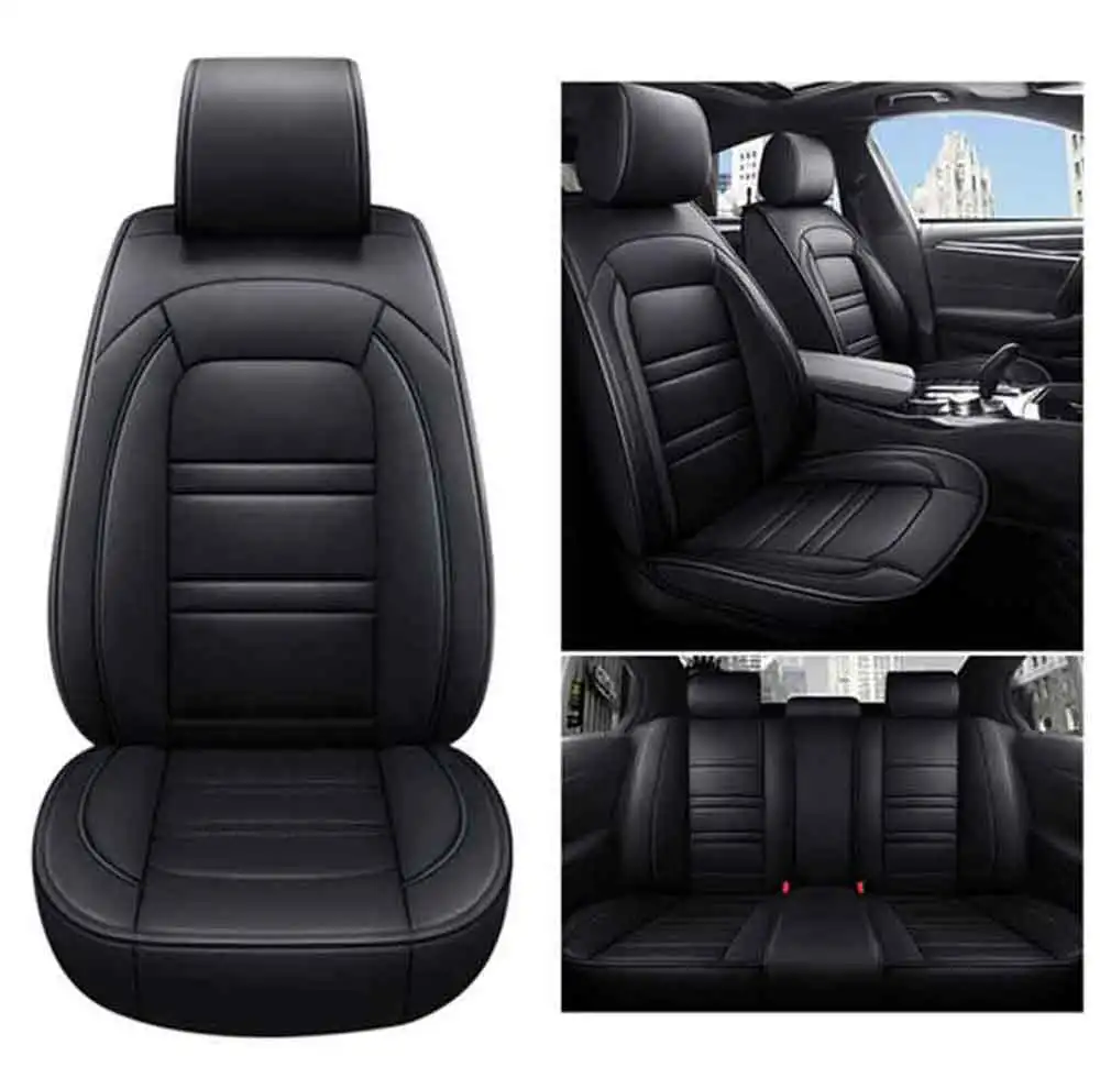 Universal 5-Seat PU Leather Car Seat Covers Full set Front Rear Seat Cushion Anti-scratch Protection Four Season