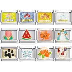 Y2k Colour Four Seasons Spring Summer Autumn Winter Italian Charms Link Fit 9mm Stainless Steel Bracelet Making DIY Jewelry