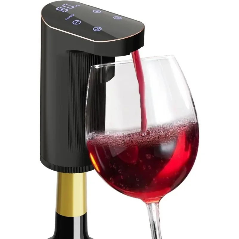 JINJUNYE Electric Wine Dispensing Set, Power Bank & Self-Clean Function, Automatic Wine Aerator Pourer Electric Bottle Opener