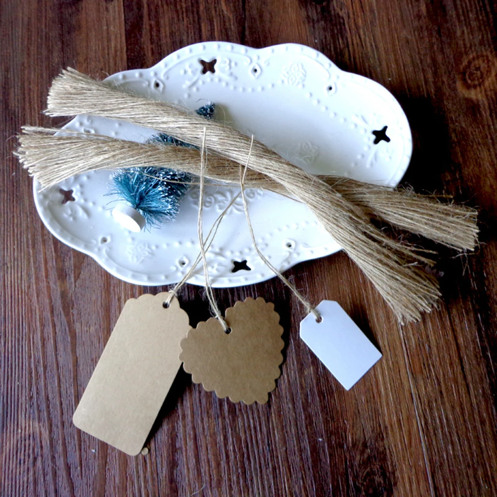 

100Pcs 25Cm Tag Hanging Hemp Rope Vintage DIY Craft String for Gifts Flower Arrangement Decoration