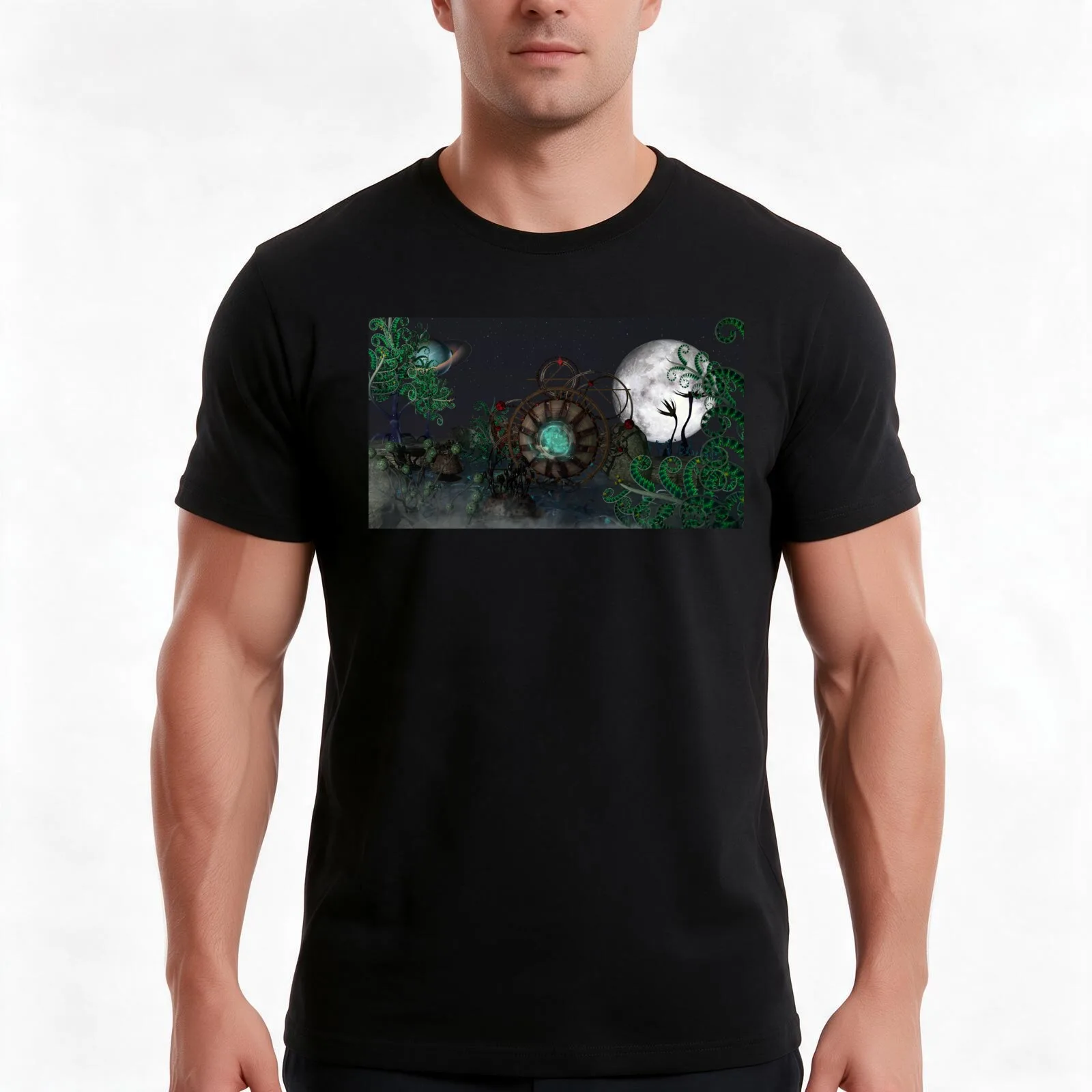 The Machine in the Marsh T-Shirt, Summer Casual Cotton Tee, Oversized Streetwear Tops, Vintage Graphic Print, Unisex Men Women