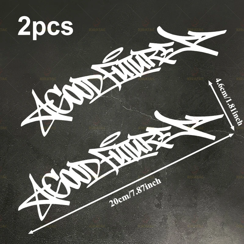 

2 шт. виниловые наклейки с рукописными надписями «Good Future» для мотоциклов, водонепроницаемые, для топливного бака, обтекателей, боковых панелей, украшения автомобильных окон