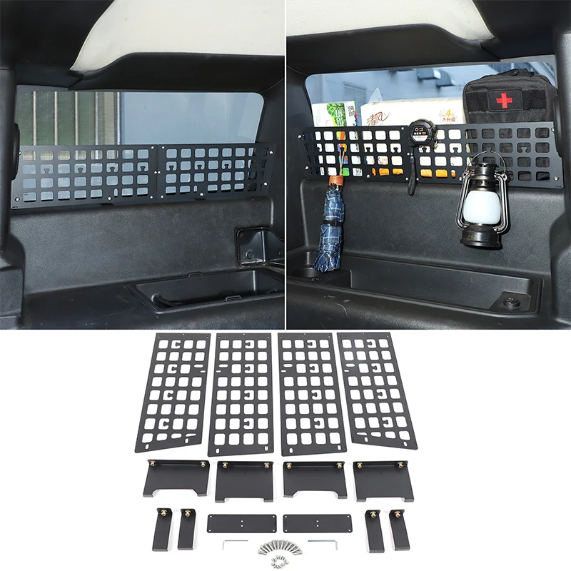 

2Pcs For Hummer H2 2003-2007 Aluminum alloy black car trunk side window storage fence car interior modification accessories